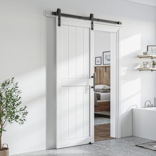 SMARTSTANDARD 24" x 84" White Sliding Barn Door by SMARTSTANDARD