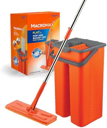 Macromax Flat Mop and Bucket Set, Microfiber Wet and Dry Mop by Macromax