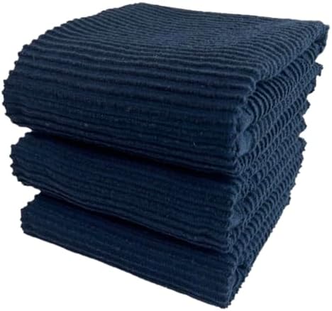 Dark Navy Blue Kitchen Hand Dish Towels, 100% Cotton by SerafinaHome