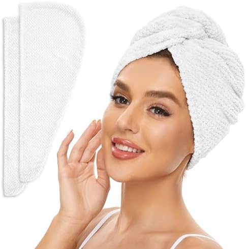 SimpleField 2 Pack Microfiber Hair Towel Wrap by SimpleField