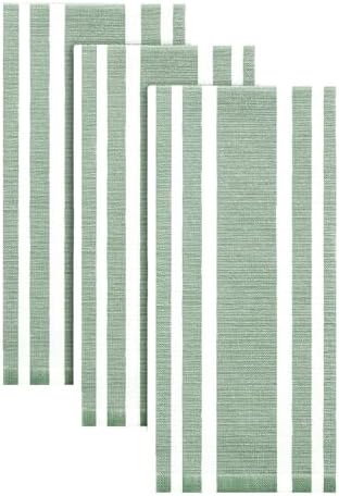 Homaxy Premium Cotton Stripe Kitchen Towels 3 Pack, Grass Green by Homaxy