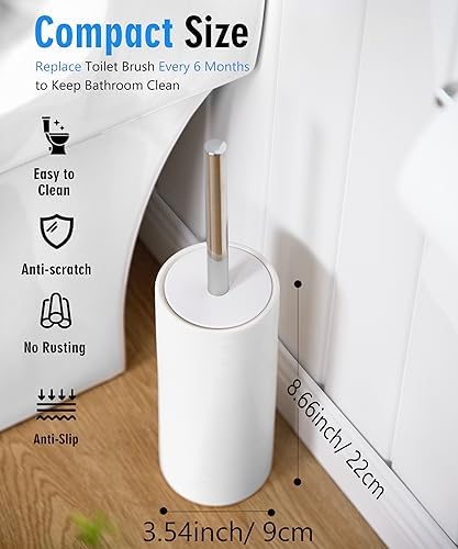 Matt White Ceramic Toilet Brush and Holder Set - Image 6