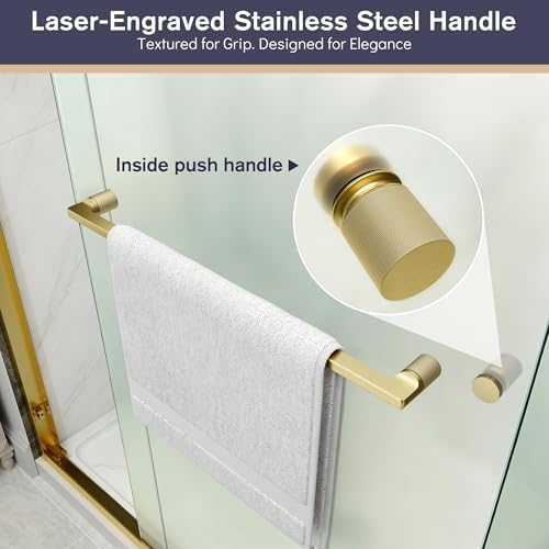 43"-48" W x 70" H Double Sliding Frosted Shower Door Brushed Gold - Image 3