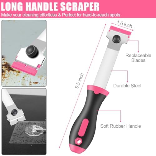 NECAMOCU 4 Pack Razor Blade Scraper, Includes 50 PCS Metal & Plastic Blades - Image 2