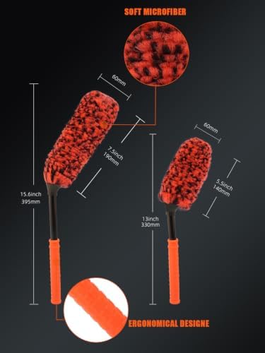 SPTA Angled Car Wheel Brush Set, Flat Spoke Brush, Metal Free Rim Tire Detail - Image 2