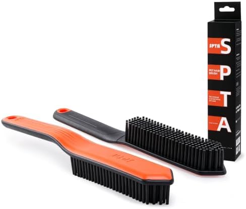 SPTA Pet Hair Brush, Triangular Wedge Tip, Rubber Bristles to Trap and Remove by SPTA