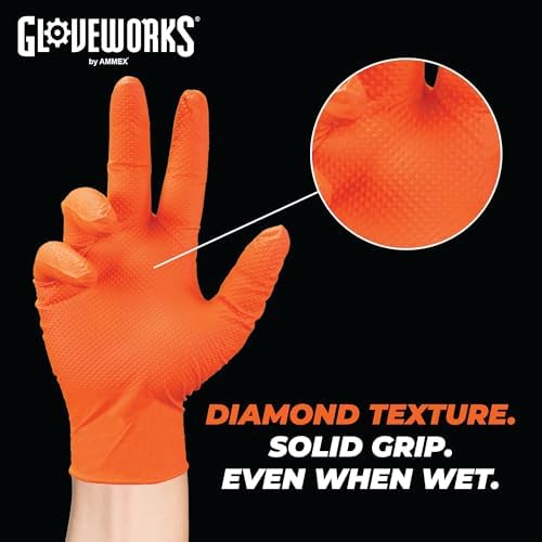 GLOVEWORKS Nitrile Gloves Disposable Orange 8 mil - Image 5
