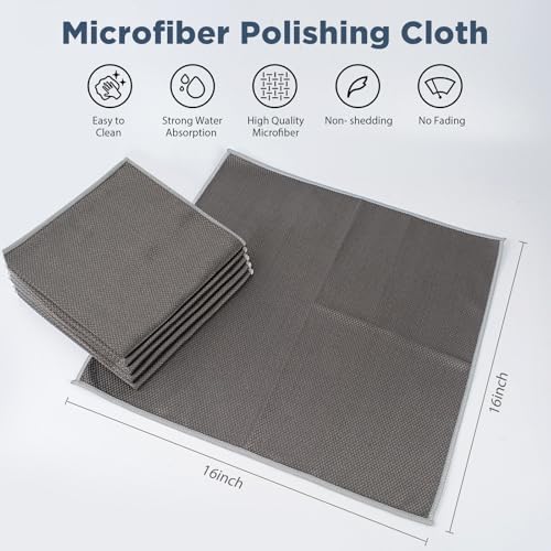 SINLAND Microfiber Glass Cleaning Cloth Streak Free Magic Towels Grey - Image 2