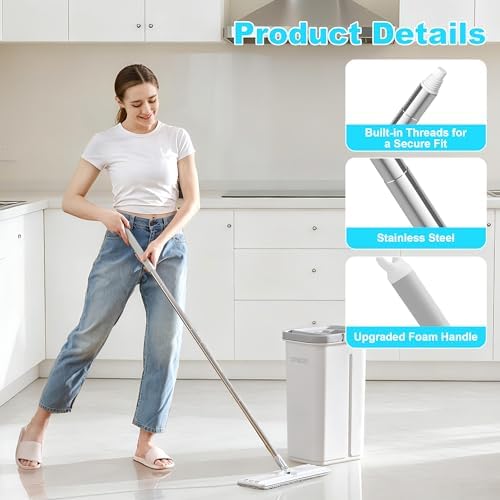 JOYMOOP Replacing Mop Handle, Replacing Flat Mop, Stainless Steel Mop Handle - Image 3