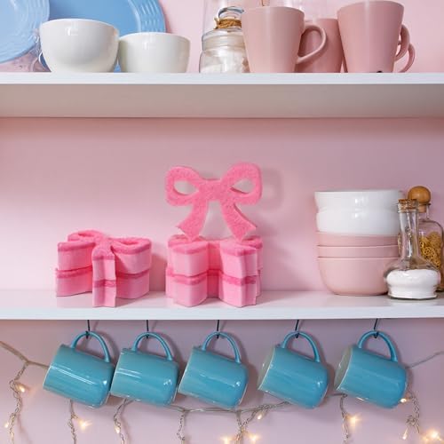 Tioncy 12 Pack Pink Bow Dish Sponges Dual Sided Coquette Kitchen Decor - Image 5