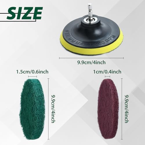 4 Inch Drill Powered Brush Tile Scrubber Scouring Pad Cleaning Kit - Image 7