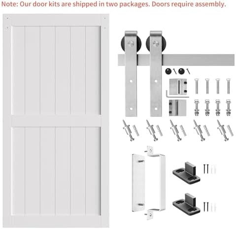 SMARTSTANDARD 42" x 84" White Sliding Barn Door - Image 6
