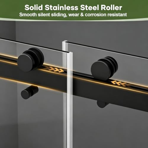 Mersviton Shower Door Frameless, Matte Black - Image 3