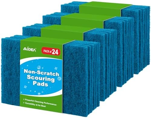 AIDEA Non-Scratch Scouring Pads 24PK, Dish Scrubber Pads, 5.5in*3.5in by AIDEAHOME
