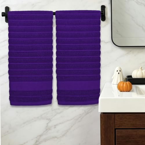 Jacquotha Purple Ribbed Hand Towels Set of 2, Cotton Hand Towel 13" x 29" - Image 2