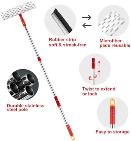 Squeegee for Window Cleaning, Extendable Window Cleaner for Car, Sliding Door - Image 7