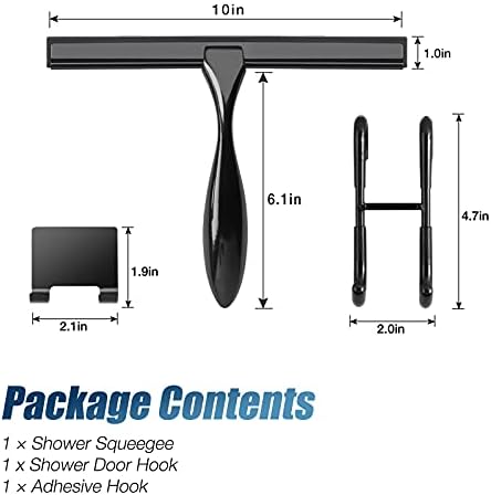 Simtive 10-Inch Shower Squeegee Set, Includes Shower Door Hook and Adhesive Hook - Image 4