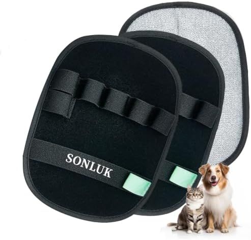 2 Packs 5-Finger Pet Hair Removal Glove, Remover Tool by SONLUK