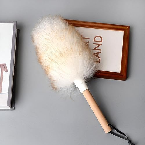 Lambswool Duster with Wooden Handle, Reusable Feather Duster by Unknown