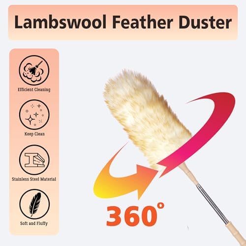 Lambswool Duster Extendable 22–55 Inch, Natural Wool Duster - Image 5