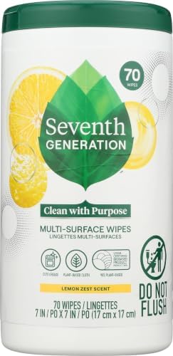Seventh Generation Multi-Surface Cleaning Wipes, Lemon Zest Scent, Cuts Grease by SeventhGeneration