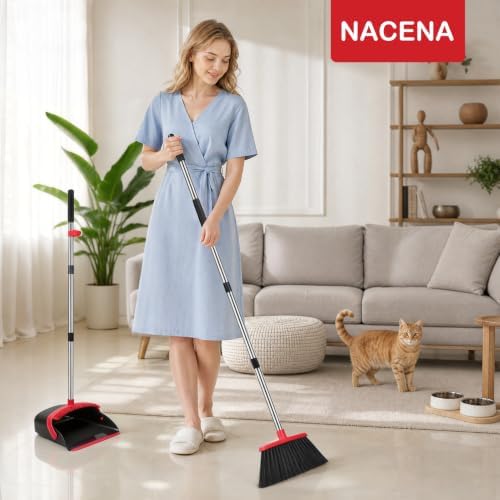 NACENA Broom and Dustpan Set, 52-in Long Adjustable Handle Broom Dustpan Combo - Image 7