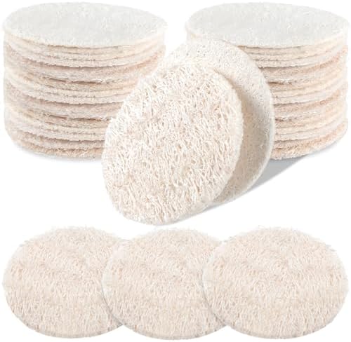 25 Pcs Natural Loofah Exfoliating Pads 2.36" by Bokon