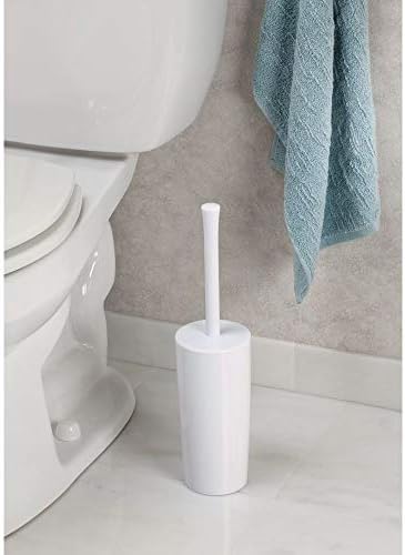 mDesign Slim Plastic Toilet Bowl Brush and Holder Set, Modern Compact Storage - Image 2