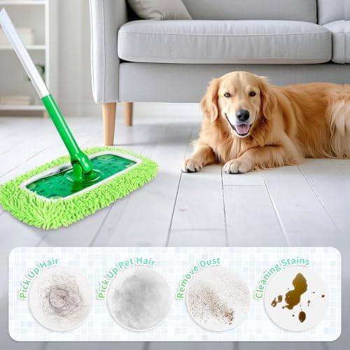 8 Pack Green Reusable Chenille Mop Pads Fit - Image 6