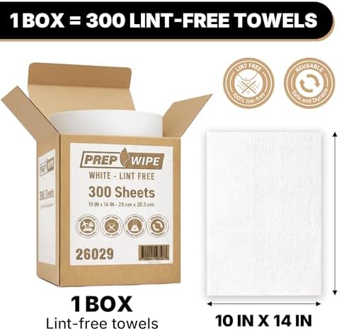 26029 Prep Wipe WHITE Lint Free Cleaning Towels Pack of 300 Sheets, Perforated - Image 2