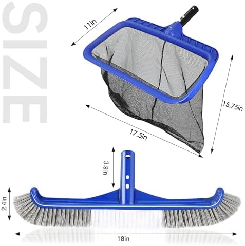 Pool Brush Head & Fine Mesh Pool Skimmer Kit，17" Pool Brushes - Image 2