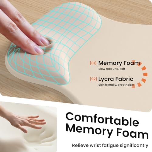 AKIT Ergonomic Mouse Pad and Keyboard Wrist Rest Set, Memory Foam - Image 3