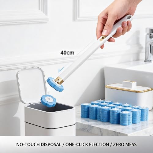 Disposable Toilet Brush with 54 Refills Holder Wall Mount Scrub Kit - Image 4