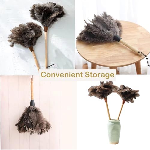 Ostrich Feather Dusters, Naturally Soft, Solid Wood Handle, 17.3'' Long - Image 4