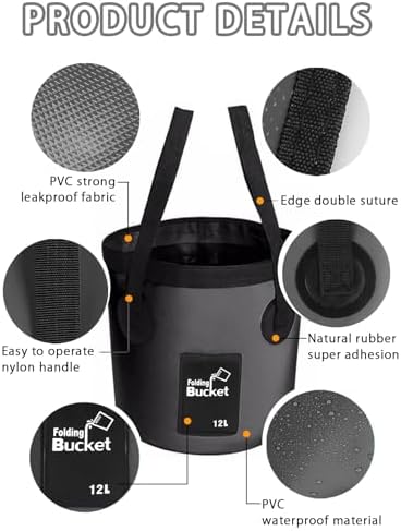 Collapsible Bucket with Handle, Lightweight 5 Gallon 20L - Image 3