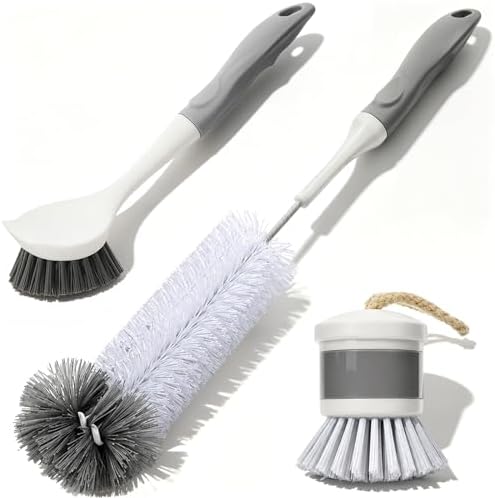 3 Pack Kitchen Cleaning Brush Set, Dish Brush, Extra Long 14.3 inch Bottle by Unknown