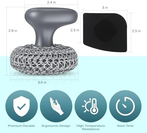 Cast Iron Scrubber Dish Scrub Brush 316 Chainmail Scrubber - Image 4