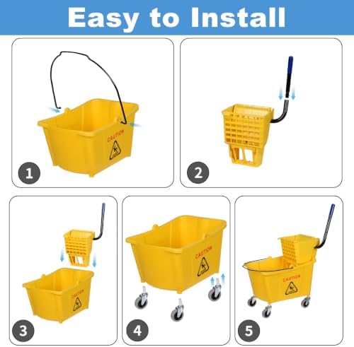 Side-Press Wringer Commercial Mop Bucket on Wheels - Image 5