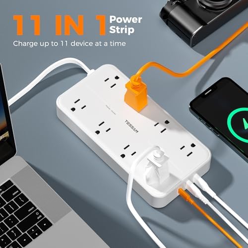 TESSAN Power Strip Surge Protector, 6FT Flat Plug Extension Cord - Image 2