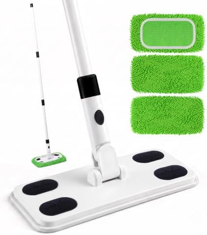 Sweeper Mop System with 3 Reusable Microfiber Mop Pads by ZHAYAO