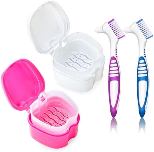 Denture Cup Retainer Cleaning Case False Teeth Soaking Container by EZEELAI
