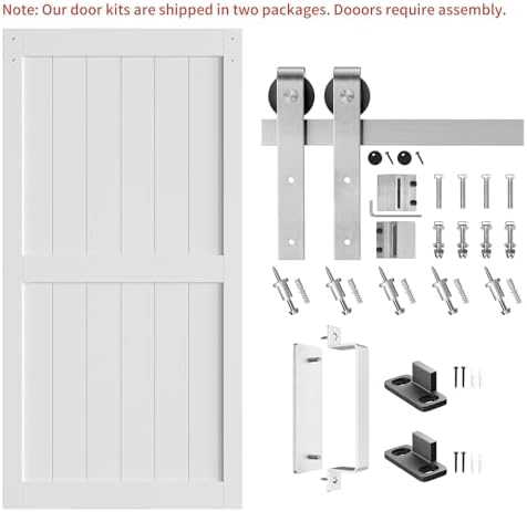 SMARTSTANDARD 40" x 84" White Sliding Barn Door - Image 5