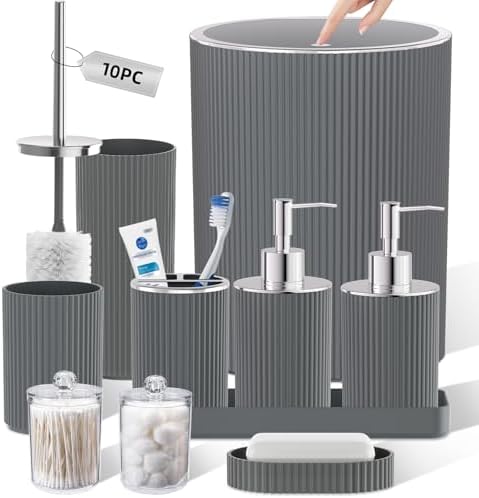 Grey Bathroom Accessories Set by LetUsMakeHomeYourFavoriteDestination