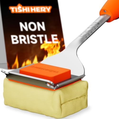 Grill Brush Bristle-Free with Scraper, Kevlar Steam BBQ Cleaner by TISHIHERY