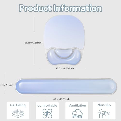 Gradient Blue Keyboard Wrist Rest and Gel Mouse Pad Wrist Support Set - Image 2