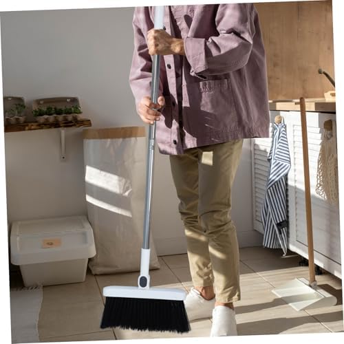 White Broom and Dustpan Set, 36.7 Inch Stainless Steel Handle - Image 4