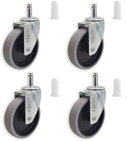 HOPES Utility Cart Caster Wheels Set of 4, Rubber Swivel Casters by HOPES