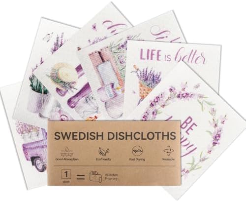 Swedish Dishcloths for Kitchen, 6 Pack Swedish Dish Cloths, Washable Kitchen by Lsnisni
