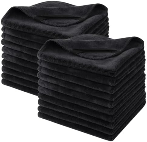 SINLAND Microfiber Facial Cloths Fast Drying Washcloth 12inch x 12inch Black 20 by SINLAND