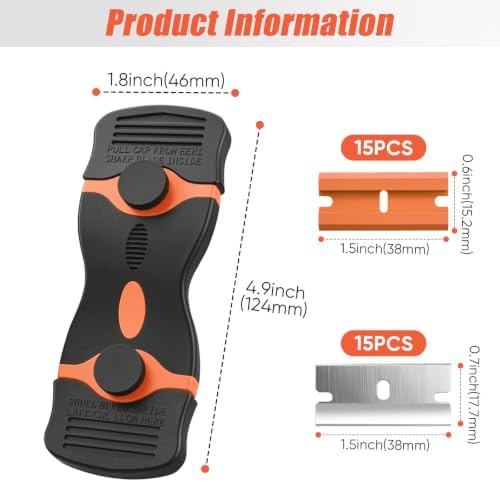 2 Pack Double-Ended Razor Blade Scraper, 30 Blades - Image 2